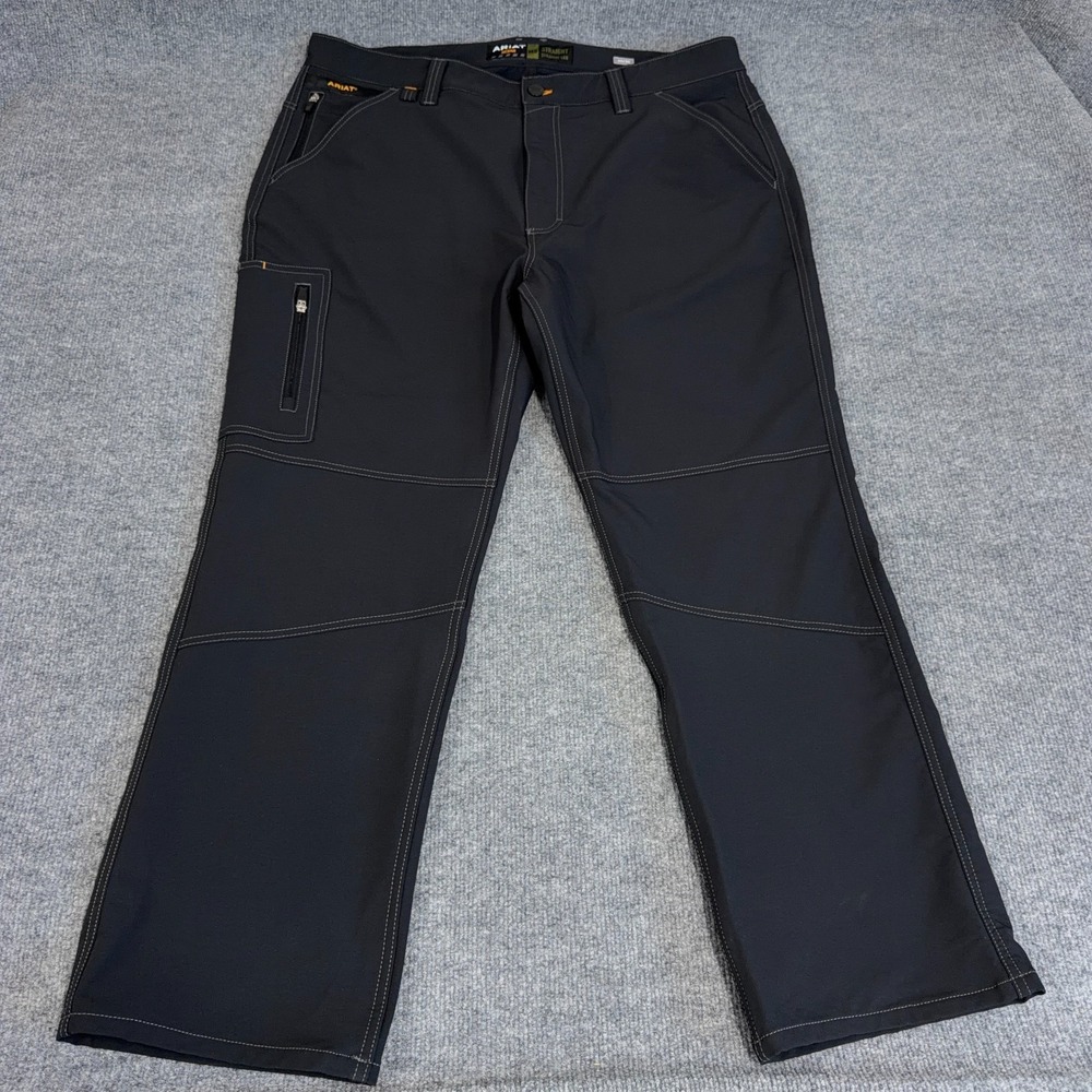Ariat Pants Men 40x30 Black Rebar M5 Straight Dritek Softshell Cargo